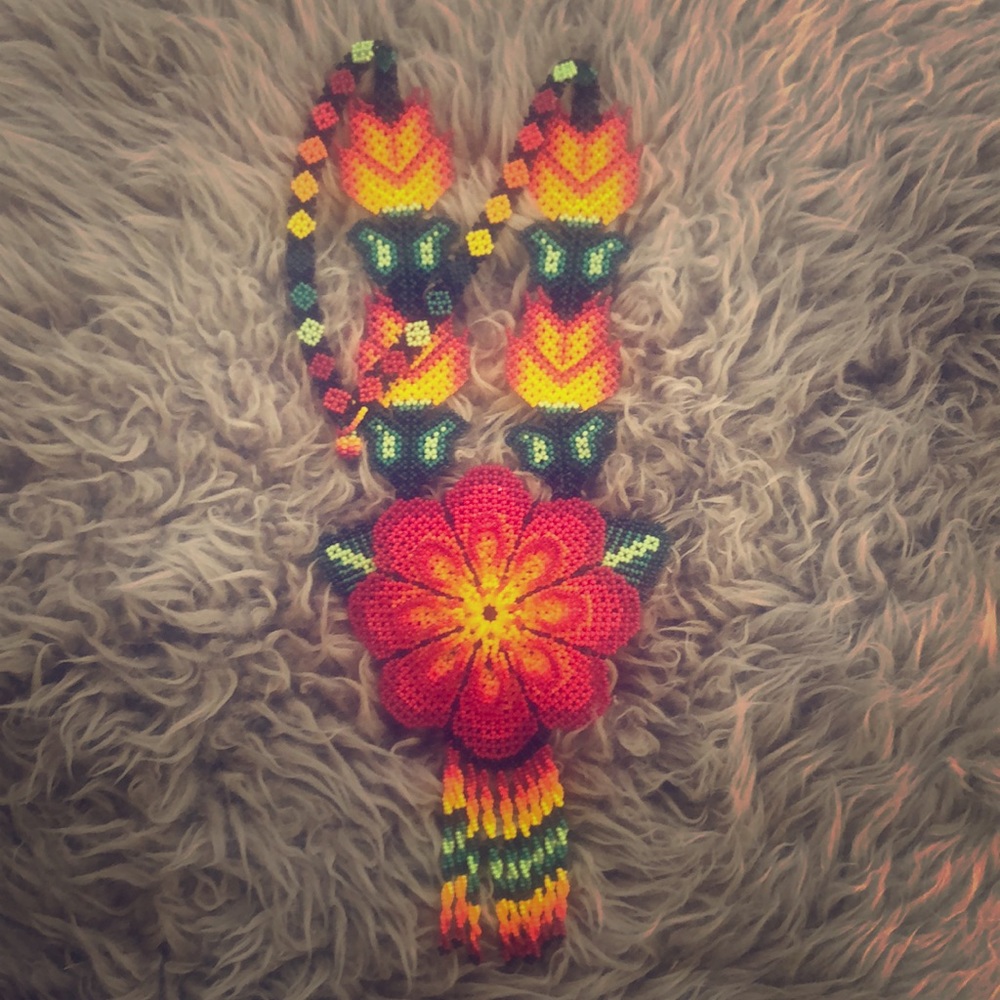 Handmade artisanal Huichol beaded necklace